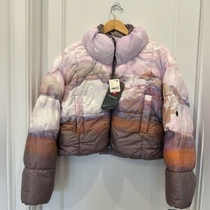 Free People FP Movement In A Bubble Shine Jacket Mountain Printed Crop XS NEW